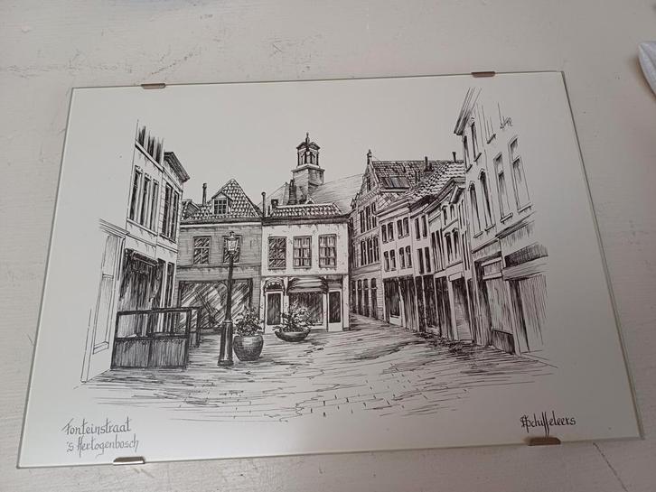 Pentekening Fonteinstraat Den Bosch - A. Schiffeleers, Antiek en Kunst, Kunst | Tekeningen en Foto's, Ophalen of Verzenden