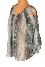 Repeat doorschijnende blousetop, top, python, Mt. M, Verzenden, Zo goed als nieuw, Lange mouw, Grijs