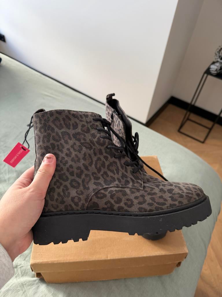 Poelman Laarsjes Panterprint - Maat 38 - Nieuw!, Kleding | Dames, Schoenen, Poelman, Bruin, Lage of Enkellaarzen, Nieuw