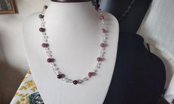 Schitterende Ketting Swarovski Steen Agaat Pink ZILVER XXL beschikbaar voor biedingen
