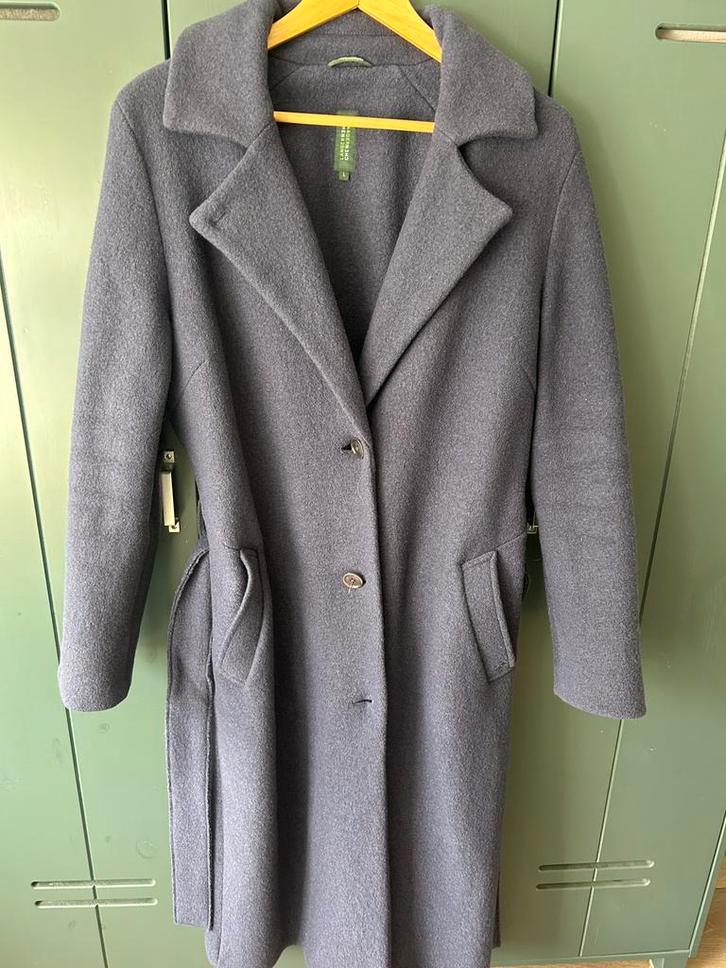 Langerchen wollen jas L, Kleding | Dames, Jassen | Winter, Zo goed als nieuw, Blauw, Ophalen of Verzenden