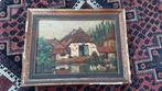 Antiek schilderij huisje, Antiek en Kunst, Ophalen of Verzenden