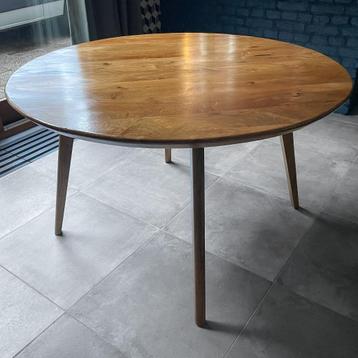 Massief houten ronde tafel, eettafel, dining table, 130 cm beschikbaar voor biedingen