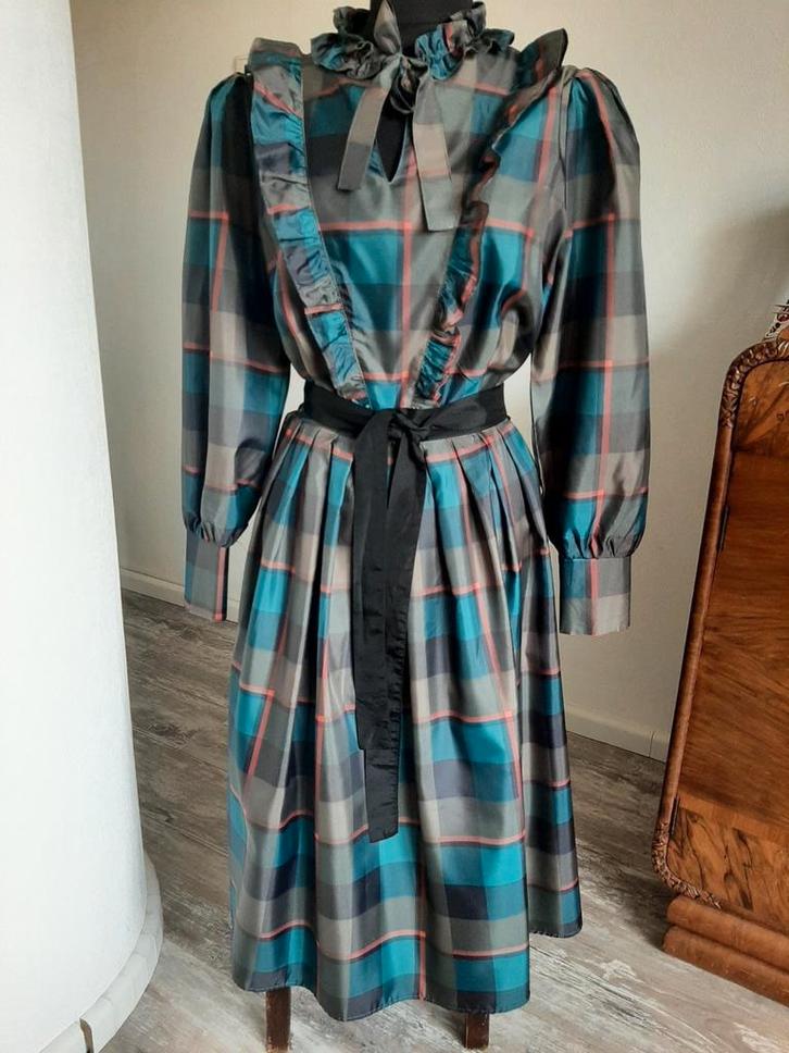 Vintage prairie jurk, Kleding | Dames, Jurken, Zo goed als nieuw, Maat 42/44 (L), Blauw, Onder de knie, Ophalen of Verzenden