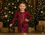 Glitter Jurkje met tasje - Bordeaux, Kinderen en Baby's, Kinderkleding | Maat 122, Meisje, ., Nieuw, Ophalen of Verzenden