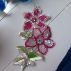 Vintage applicatie bloemen met pailletten, Ophalen of Verzenden