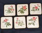 Vintage Rozen Onderzetters - Set van 6, Ophalen of Verzenden, Gebruikt, Glas of Kopje