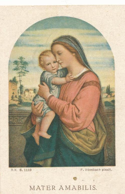 2 Devotieprentjes Maria met gedicht voor Schijndelse kindjes, Verzamelen, Religie, Zo goed als nieuw, Christendom | Katholiek