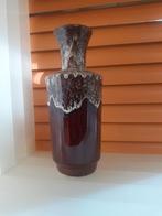 jaren 70 design vaas bruin wit lava West Germany retro 22 cm, Gebruikt, Overige kleuren, Aardewerk of Porselein, ?