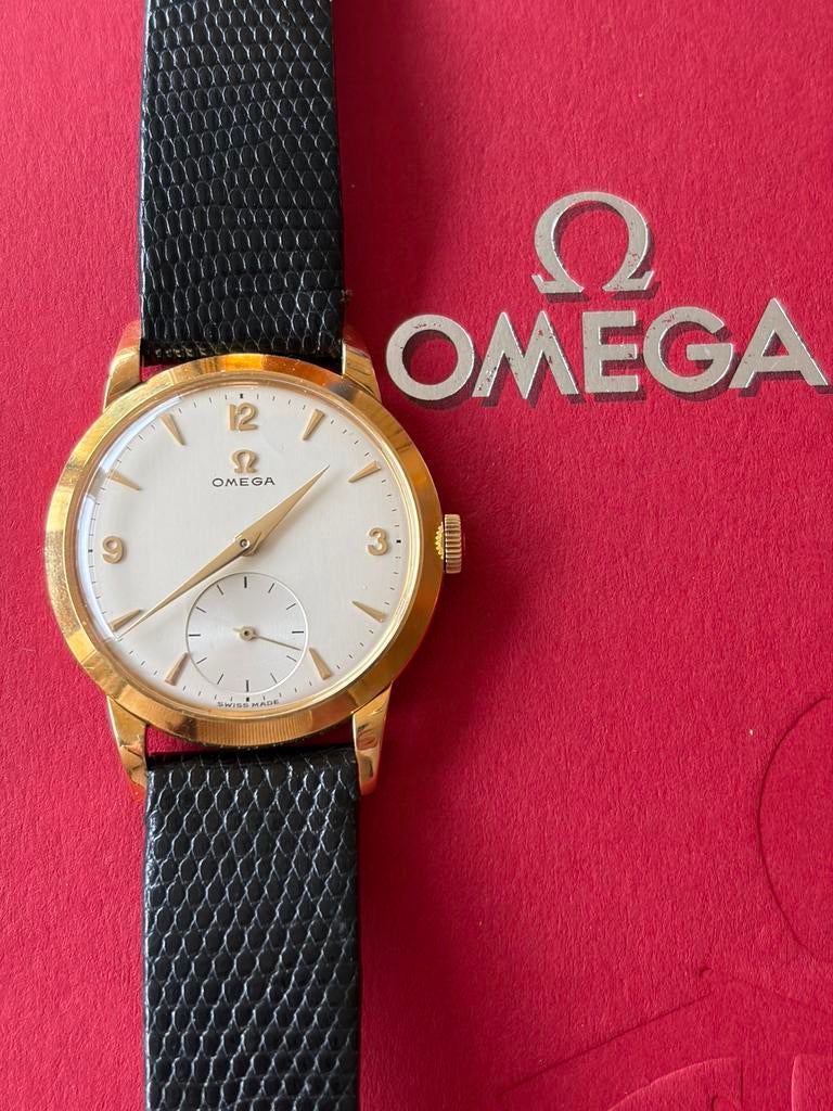 Omega 18 k goud , ref . 2684 caliber : 266, Polshorloge, Ophalen of Verzenden, Omega, Goud