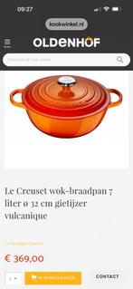 Le creuset braadpan Wokpan 32C, Ophalen of Verzenden, Zo goed als nieuw, Gietijzer, Koekenpan of Braadpan