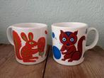 Samen € 10.00 Retro bekers eekhoorn en katje, Ophalen of Verzenden, Zo goed als nieuw, Overige stijlen, Kop(pen) en/of Schotel(s)