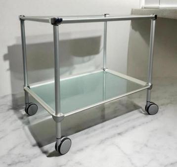 Guzzini design trolley – F. Minuti – aluminium  frosted glas beschikbaar voor biedingen