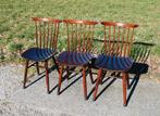 Vintage houten spijlenstoelen (3), Ophalen, Gebruikt, Vintage, Nvt