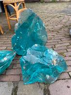 Turquoise Glas Brokken - Decoratief, Ophalen of Verzenden, Zo goed als nieuw, Overige materialen, Abstract beeld