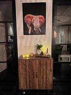 Olifant Schilderij - Zwart Achtergrond - 80x60 cm, Ophalen, Zo goed als nieuw