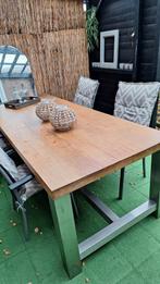Tafel  100 x 250 cm met stoelen, Huis en Inrichting, Tafels | Eettafels, Gebruikt, Metaal, 150 tot 200 cm, Modern