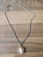 zilveren ketting  38 cm met zilv. camee hanger 3 cm hoog, Met hanger, Ophalen of Verzenden, Zo goed als nieuw, Zilver