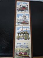 4 mooie tegeltjes scheepswerf Rotterdam 31/ 8,5 cm ingelijst, Ophalen of Verzenden