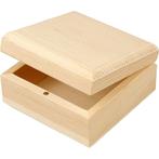 Houten sieradendoosje 9 x 9 x 5 cm binnenmaat 7,5 x 7,5 x 3, Materiaal, ., Nieuw, Ophalen of Verzenden