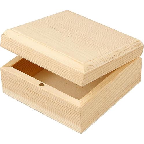 Houten sieradendoosje 9 x 9 x 5 cm binnenmaat 7,5 x 7,5 x 3, Hobby en Vrije tijd, Knutselen, Nieuw, Materiaal, Ophalen of Verzenden