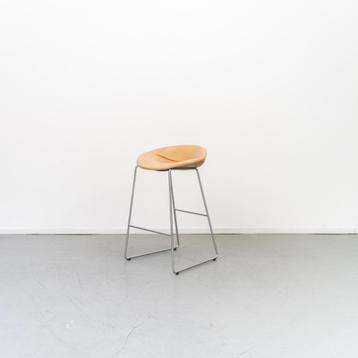 1x Montis Mick Barkruk Zalmroze Leder - RVS Slede Onderstel beschikbaar voor biedingen