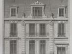 1877 Architectuur Gravure - Tekening Haussmann gevel Parijs, Antiek en Kunst, Verzenden