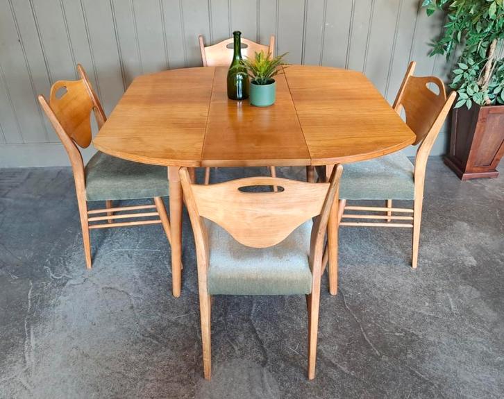 Vintage retro eethoek jaren 50/60 retro uittrektafel stoelen, Huis en Inrichting, Tafels | Eettafels, Gebruikt, 50 tot 100 cm