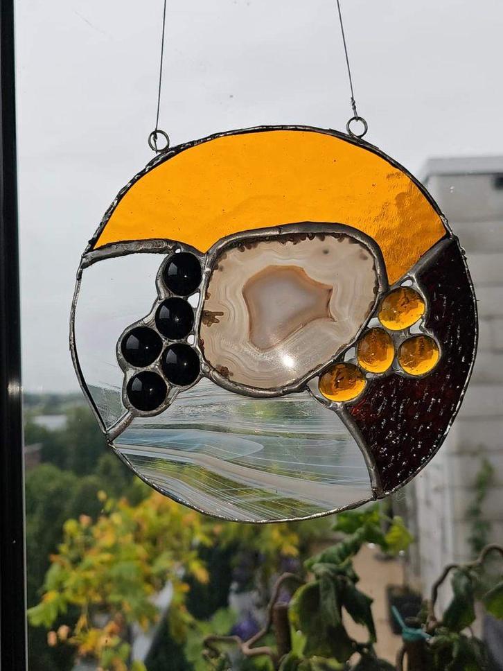 Tiffany object met echt AGAAT en glasnuggets. SOIL/EARTH, Huis en Inrichting, Woonaccessoires | Overige, Nieuw, Ophalen of Verzenden
