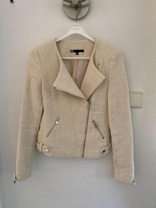 Creme biker jasje van WE , maat XS, Kleding | Dames, Jasjes, Kostuums en Pakken, Gedragen, Jasje, Maat 34 (XS) of kleiner, Wit
