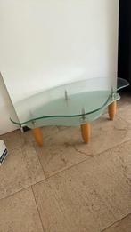 Bijzettafel glass en hout, Ophalen, Minder dan 55 cm, Overige vormen, Glas