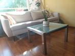Salontafel rvs en glas, Ophalen, 50 tot 100 cm, 50 tot 100 cm, Minder dan 50 cm