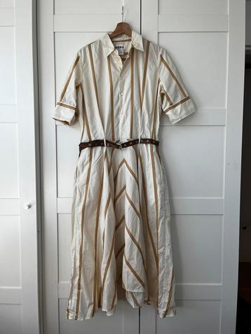 Hope overhemdjurk met riem, maat 40, licht beige met strepen beschikbaar voor biedingen