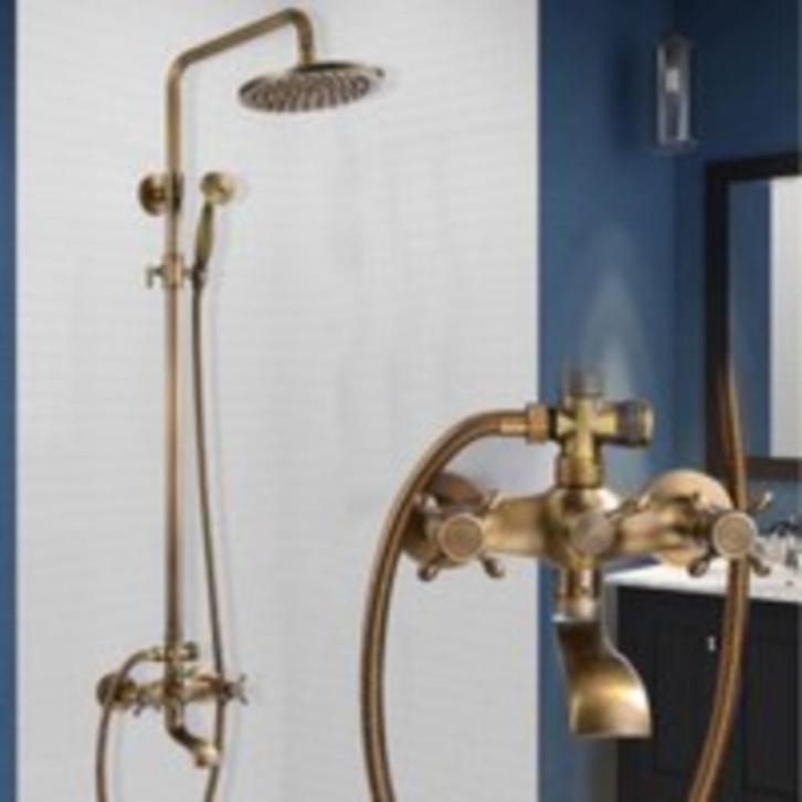 Retrodouche set  messing / brons  klassiek design, Huis en Inrichting, Badkamer | Complete badkamers, Nieuw, Met bad, Met douche