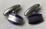 Manchetknopen - vintage - blauw en zilverkleurig, Sieraden, Tassen en Uiterlijk, Manchetknopen, Ophalen of Verzenden, Zo goed als nieuw