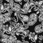 Paisley zwart-wit vliesbehang, Ophalen of Verzenden, 10 tot 25 m², Wit, Paisley, bloemen