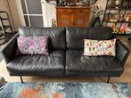 Zwart Leren Bank, Huis en Inrichting, Banken | Bankstellen, Ophalen, Gebruikt, Overige maten, Rechte bank