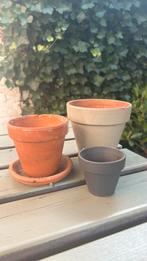 3 bloempotjes, Tuin en Terras, Ophalen, Gebruikt, Rond, Aardewerk