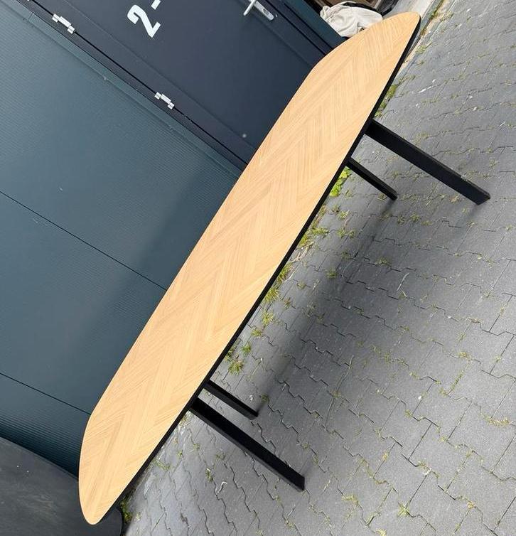 240 x 110 cm deens ovale visgraat eiken tafel, Huis en Inrichting, Tafels | Eettafels, Zo goed als nieuw, 100 tot 150 cm, 200 cm of meer