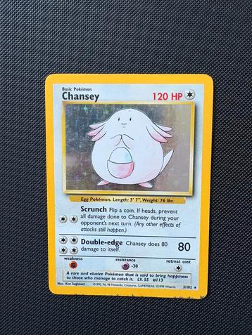 Chansey holo 3/102 pokemon base set beschikbaar voor biedingen