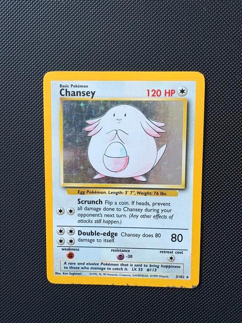 Chansey holo 3/102 pokemon base set, Hobby en Vrije tijd, Verzamelkaartspellen | Pokémon, Zo goed als nieuw, Losse kaart, Ophalen of Verzenden