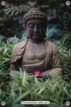 Tuinposter-Schuttingposter Buddha met roze bloemetje 70x105, Verzenden, Nieuw, Info@GoodSmiling.com, GoodSmiling.com