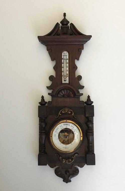 Antiek houten holosteric Barometer Thermometer, Audio, Tv en Foto, Weerstations en Barometers, Gebruikt, Barometer, Ophalen of Verzenden