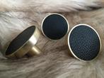 Black Leather kastknop/wandhaak - Leer in Gouden Case, Huis en Inrichting, Woonaccessoires | Overige, Almere, JoyClusive, Nieuw