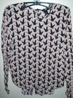 Blouse  met zwarte vogels S36 H&M, H&M, Ophalen of Verzenden, Zo goed als nieuw, Roze