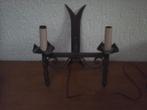 Dubbele Smeedijzeren Wandschemerlamp - vintage, Ophalen of Verzenden