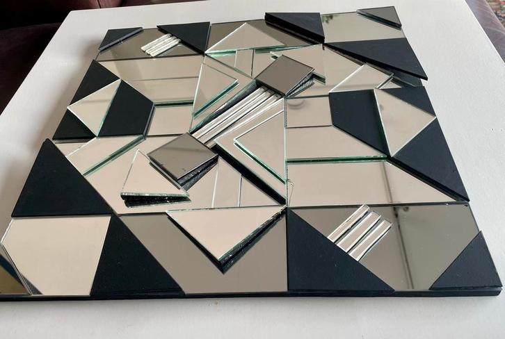 Unieke Spiegel kunstwerk zwart/wit, Antiek en Kunst, Kunst | Schilderijen | Abstract, Ophalen