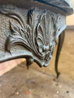 Vintage bronzen salontafel met groen marmeren blad, Huis en Inrichting, Tafels | Salontafels, Ophalen, 50 tot 100 cm, Vintage