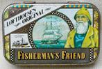 blikje-  leeg  Lofthouse's original Fisherman's Friend Geel., Verzamelen, Gebruikt, Verzenden