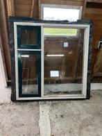 3x Hardhouten raamkozijn met dubbel glas, Doe-het-zelf en Verbouw, Glas en Ramen, Ophalen, Gevelraam of Ruit, Gebruikt, 120 tot 160 cm